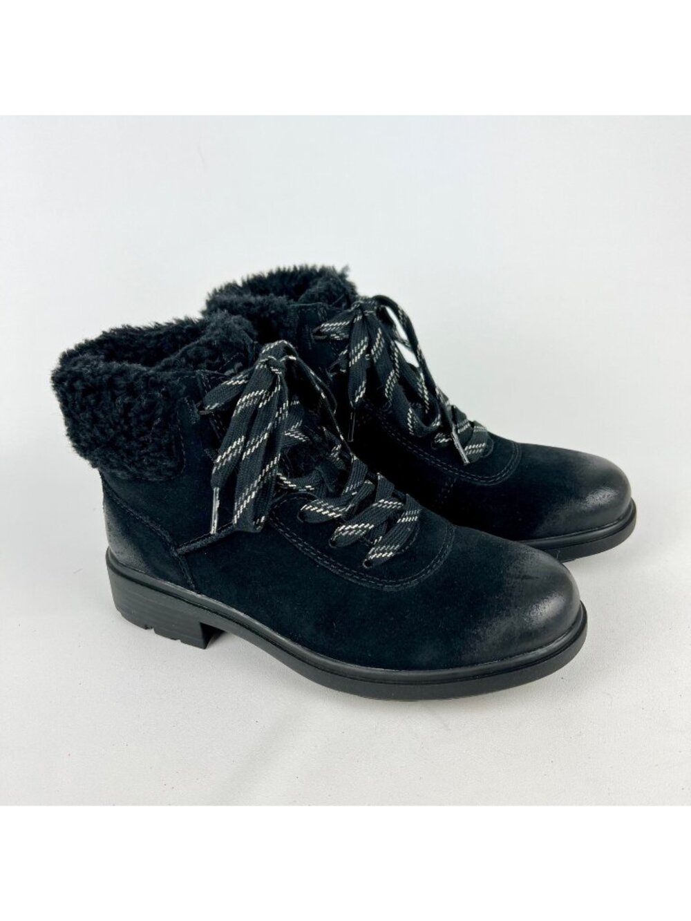 Ugg Womens Harrison Cozy Lace Up Boot Black Waterproof Suede 1130440 size 7
